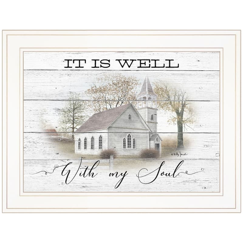 TrendyDecor4U Farmhouse "It Is Well" Framed Print Wall Art by Billy Jacobs - Earthtone