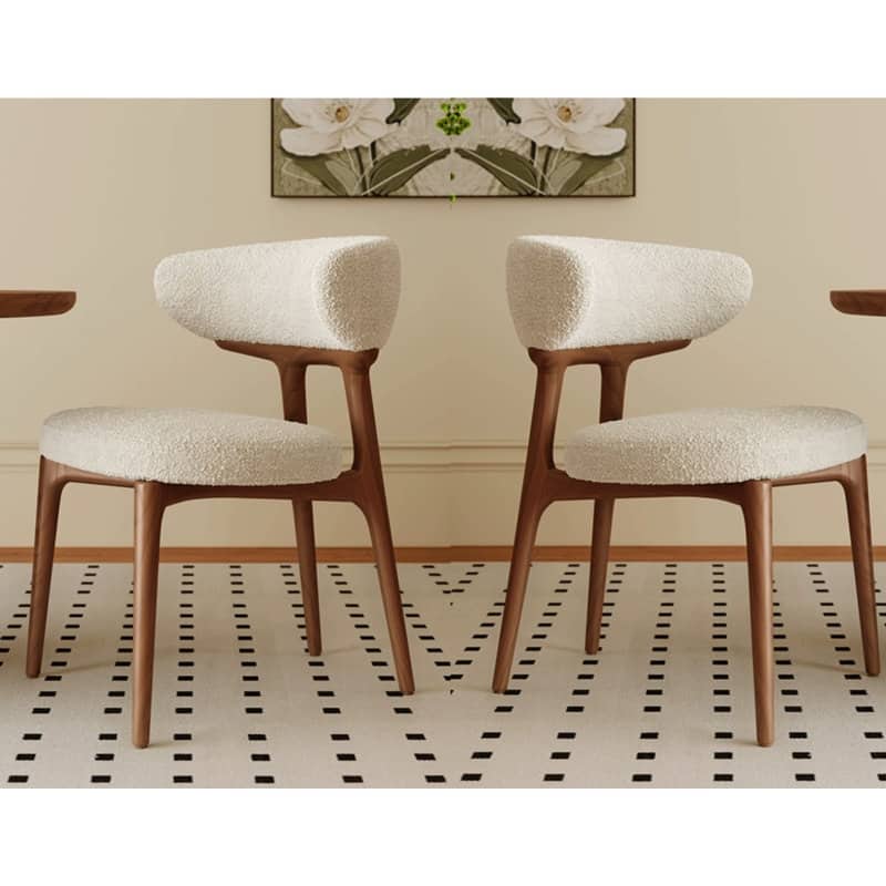 Clotilde Teddy Fabric Chair 2-Piece Set - Walnut