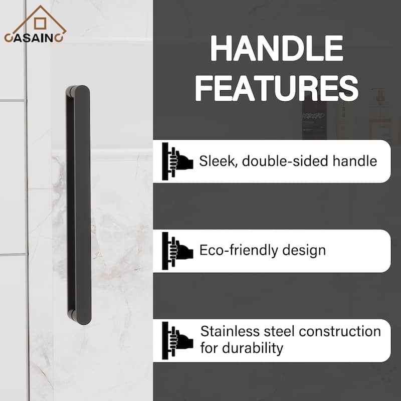 CASAINC 48"/60"W x 76" Sliding Frameless Shower Door with SGCC certification