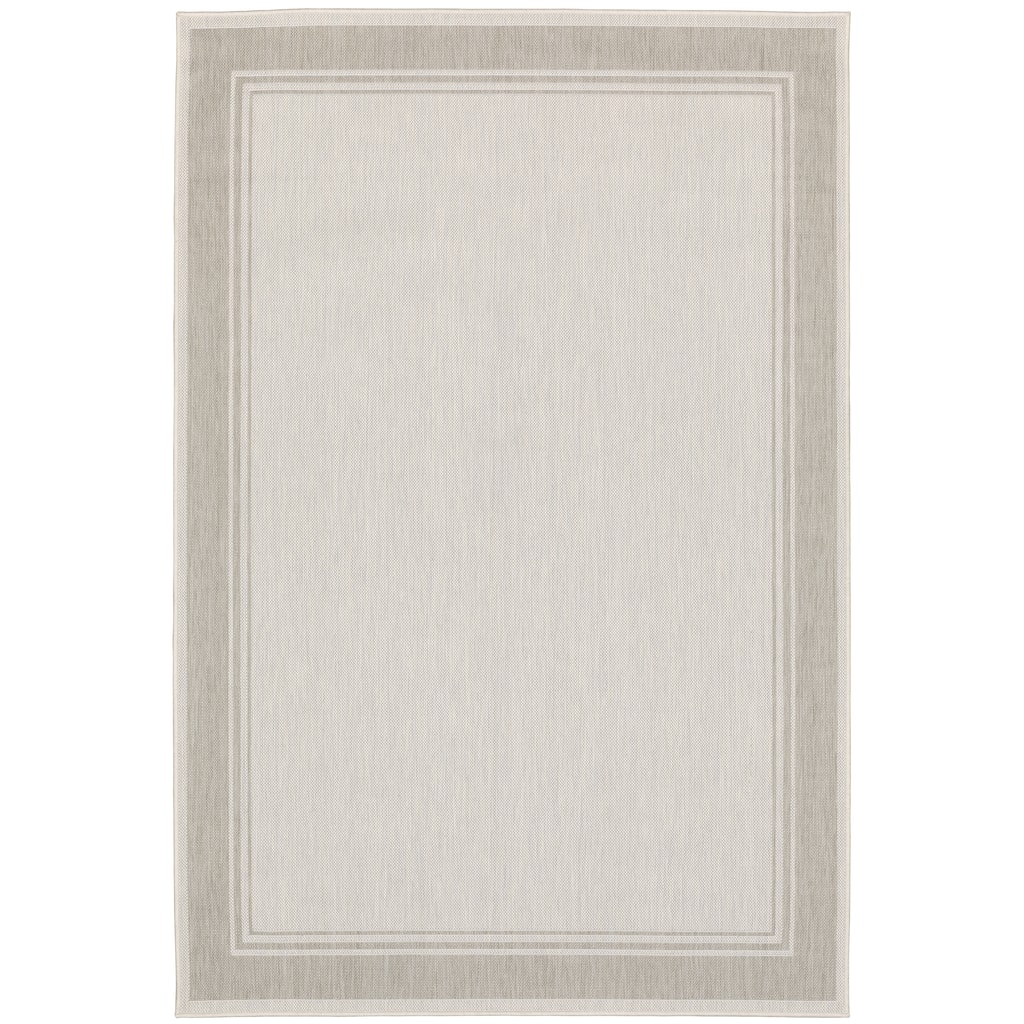 Pasadena Ivory Grey Border Outdoor Casual Area Rug