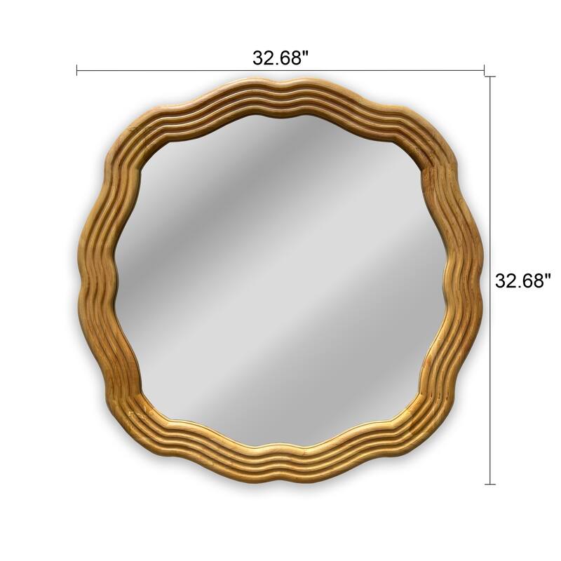 Maple Framed Wall Mounted Round Accent Mirror