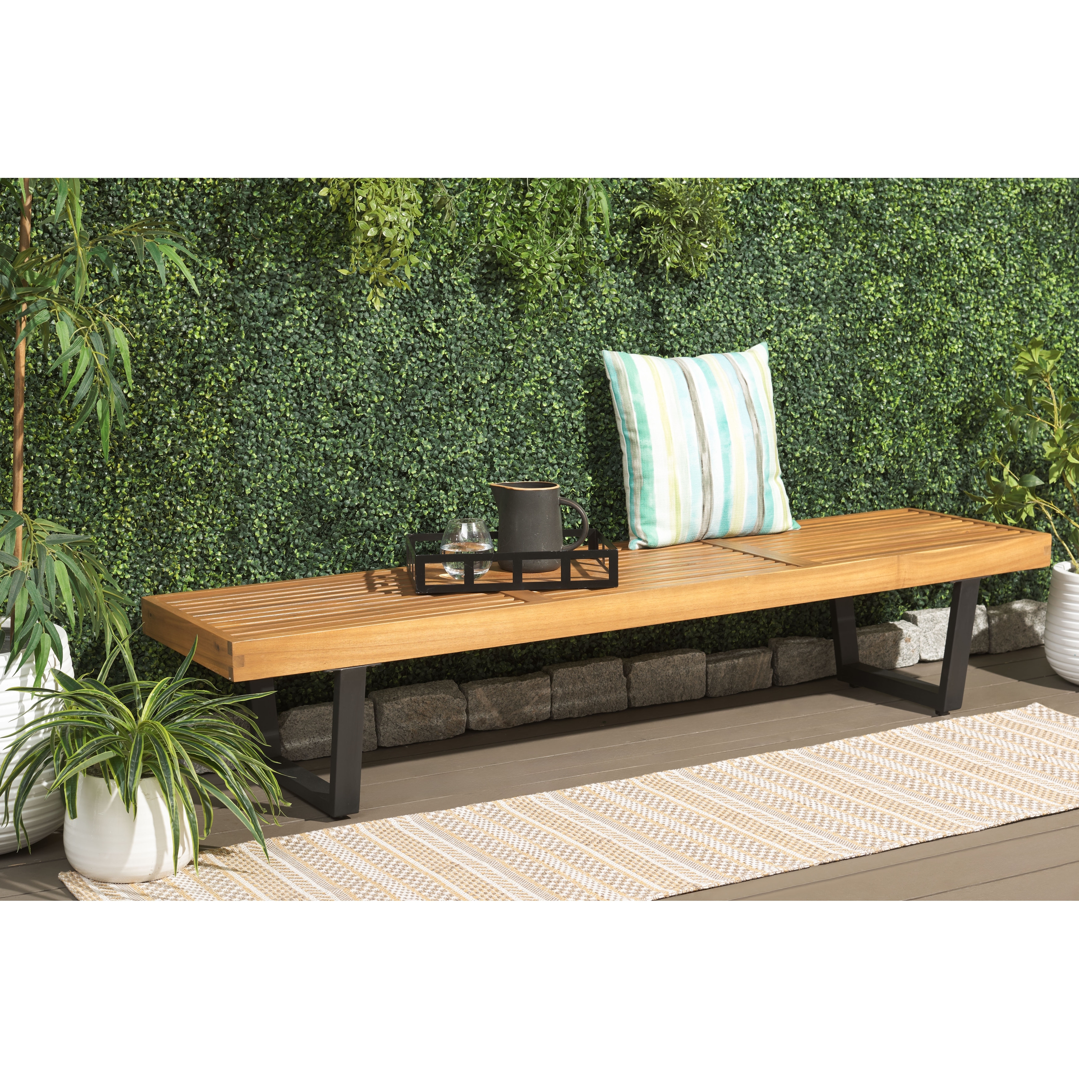 SAFAVIEH Outdoor Patio Furniture Heather 72" Bench - 72"W x 19"D x 14"H