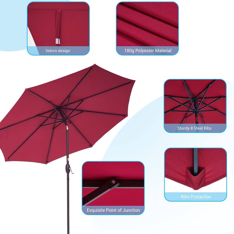Bonosuki 9ft Patio Umbrella Market Table Umbrella with Tilt and Crank