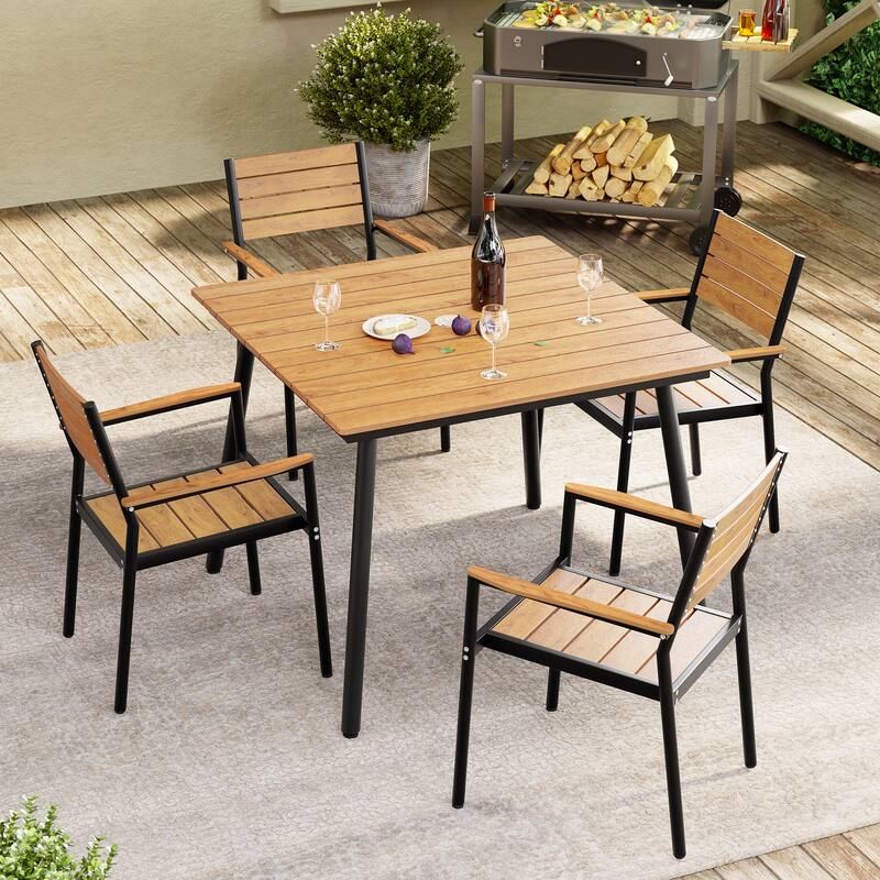 Outdoor Aluminum Patio Dining Chairs Modern Stackable Armchairs - See Picture