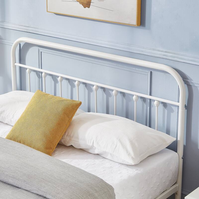 VECELO Metal Bed Frame with Headboard Classic Metal Platform Bed Frame Mattress Foundation with Victorian Style Footboard