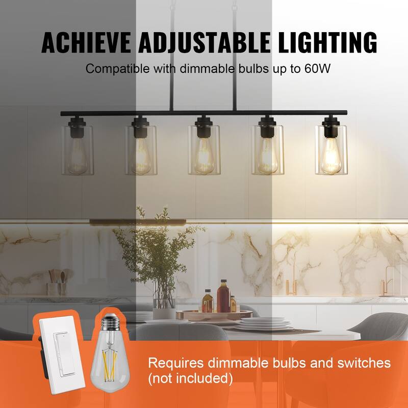 5-Light 60W Adjustable Dining Room Pendant Light