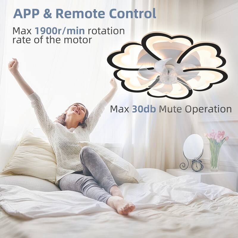 26.7In Black Ceiling Fan with Lights, Remote Control 3 Color Temperatures,6 Gear wind Speed Fan Light