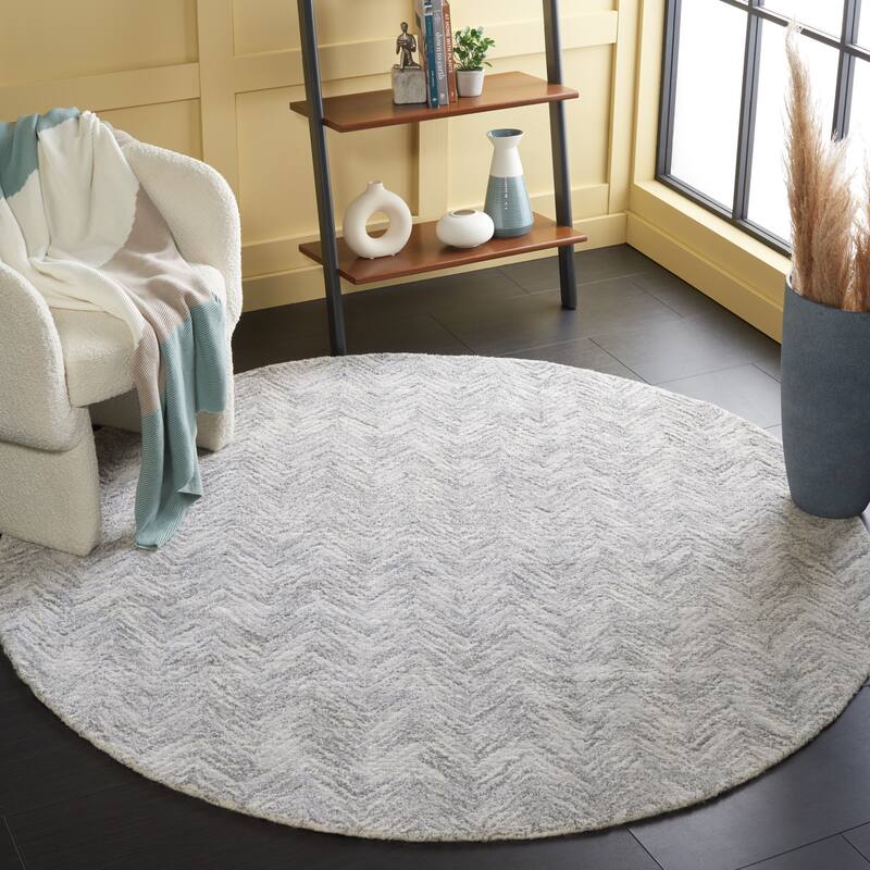 SAFAVIEH Handmade Metro Pessa Modern Wool Rug - 6' Round - Silver