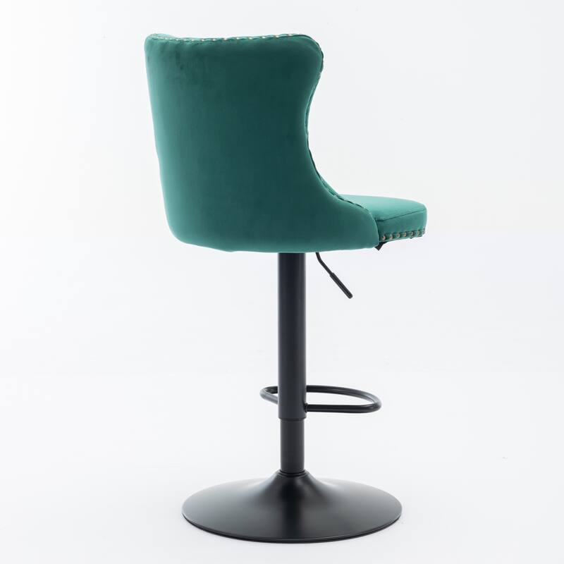 Velvet Upholstered Counter Height Wingback Barstools, Set of 2