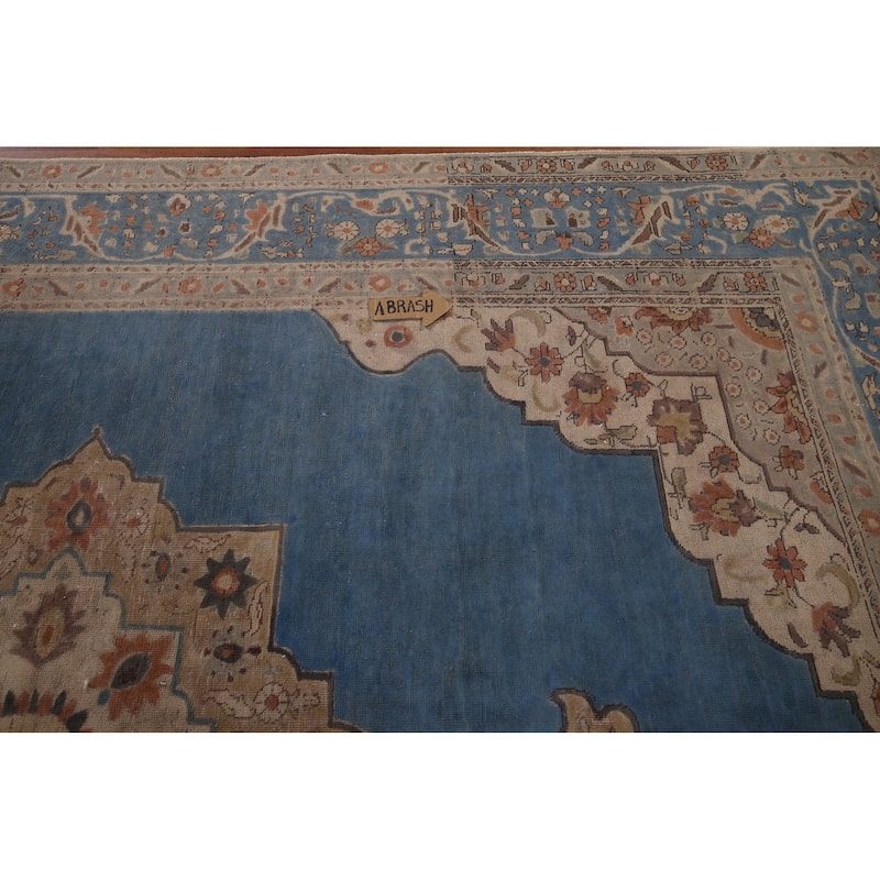 Blue Tabriz Vintage Persian Area Rug Handmade Oriental Wool Carpet - 8'3" x 10'11"