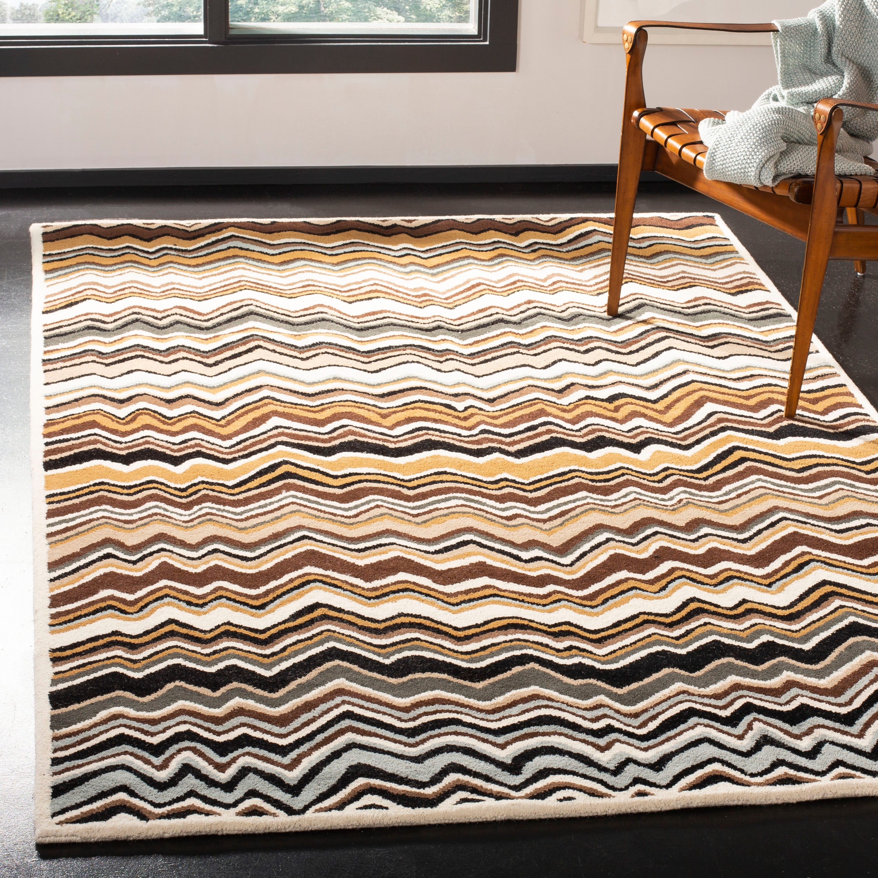 SAFAVIEH Wyndham Collection Accent Rug - 3' x 5', Blue & Multi, Handmade Modern Wool, Ideal for High Traffic Areas in Entryway, Living Room, Bedroom (WYD374A
