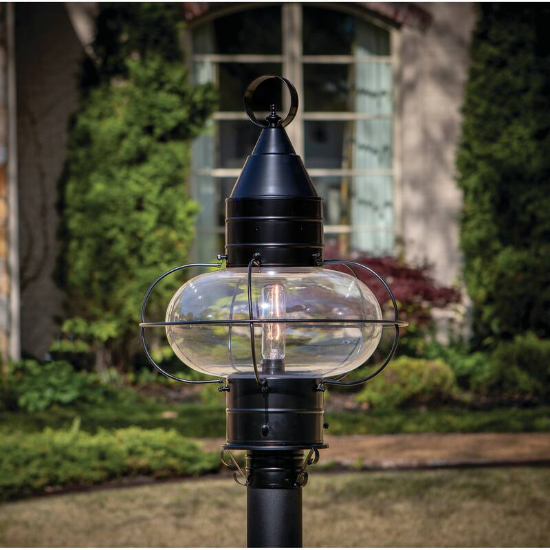 Elk Home Classic Onion Outdoor Post Light - Gun Metal with Clear Glass