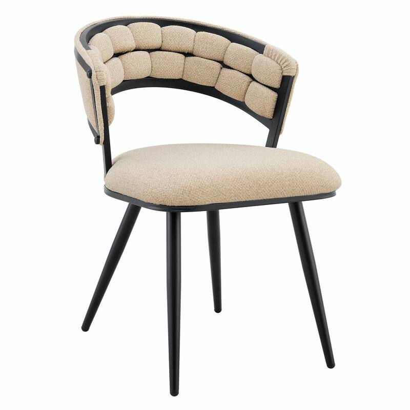 Set of 2 Velvet Dining Chairs with Black Legs, Modern Upholstered Accent Chairs