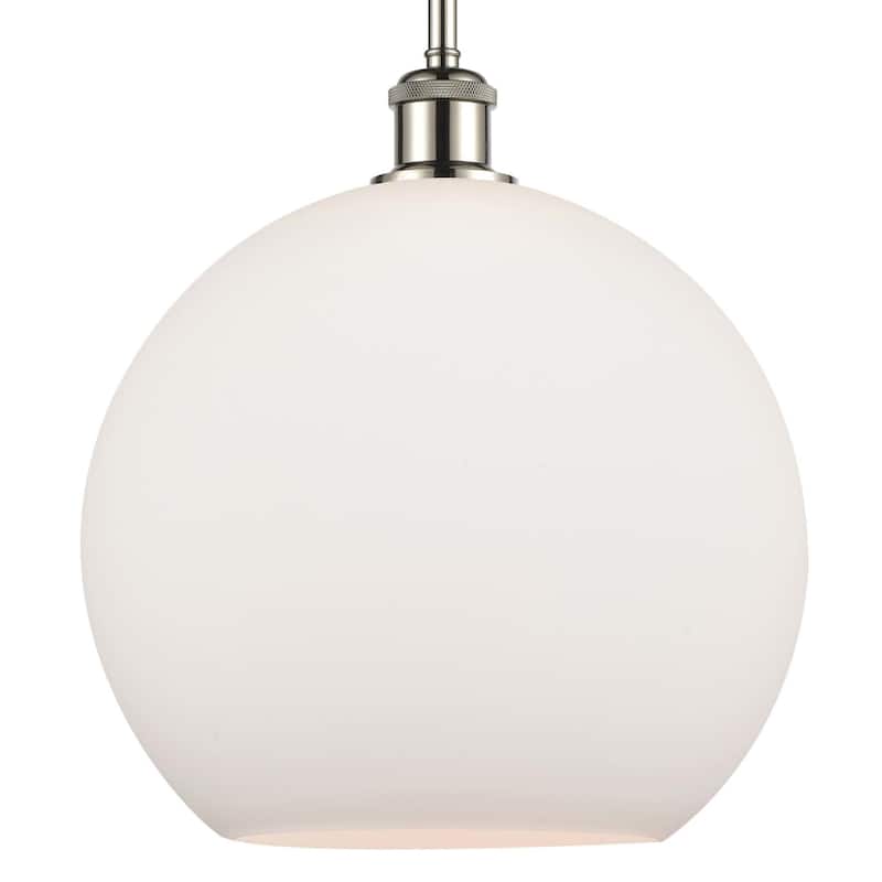 Innovations Lighting 516-1S-15-12 Athens Pendant Athens 12" Wide - Polished Nickel / Matte White