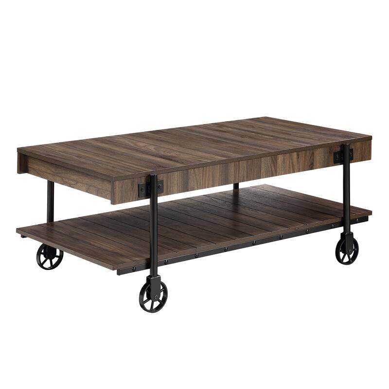 Hyssop Farmhouse Steel 3-Piece Coffee Table Set with Shelf by Furniture of America