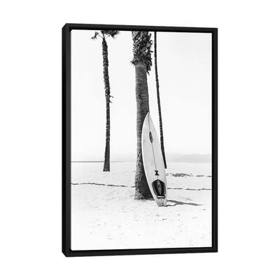 iCanvas "Surf Board In Black & White" by Sisi & Seb Framed Canvas Print