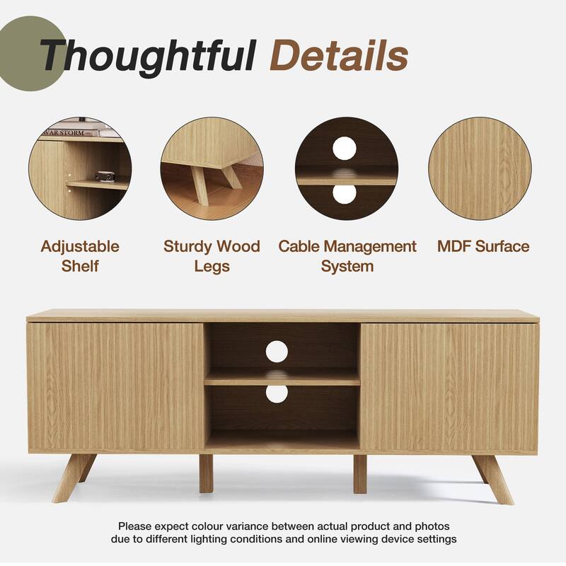 58Inch Wooden TV stand With Storage for TV up to 65Inch