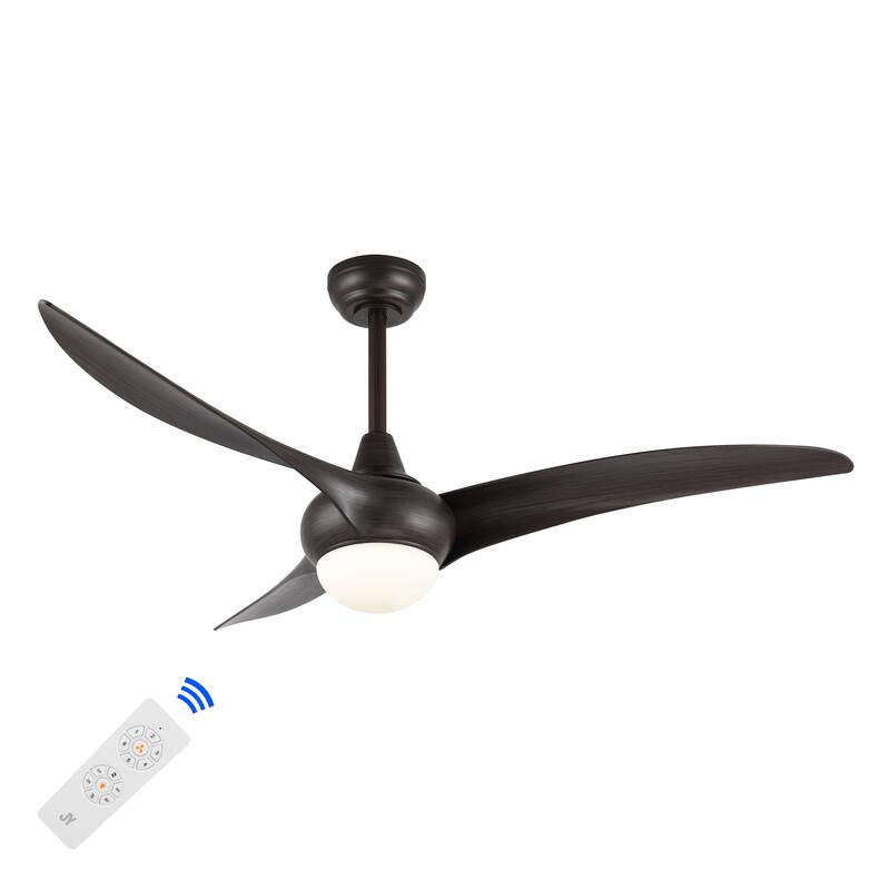 Raffles 52" 1-Light Vintage Iron/Plastic Mobile-App/Remote-Controlled 6-Speed Retro Swirl LED Ceiling Fan, by JONATHAN Y