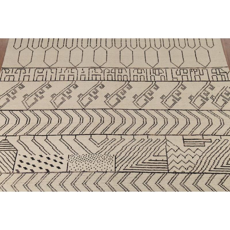 Geometric Moroccan Oriental Area Rug Hand-Knotted Wool Carpet - 8'9"x 12'6"