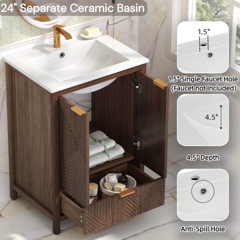 Christopher Knight Home - Seaford 24" Bathroom Vanity with Sink Combo & Single Faucet Hole