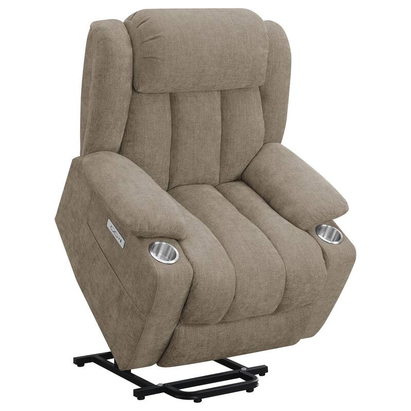 Limi Power Lift Recliner Chair, Camel Brown, USB Port, Cupholders