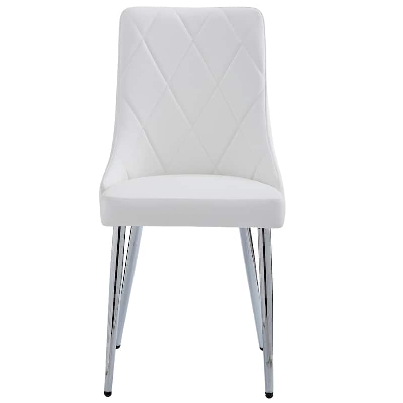 Contemporary Faux Leather and Metal Dining Chair, Set of 4