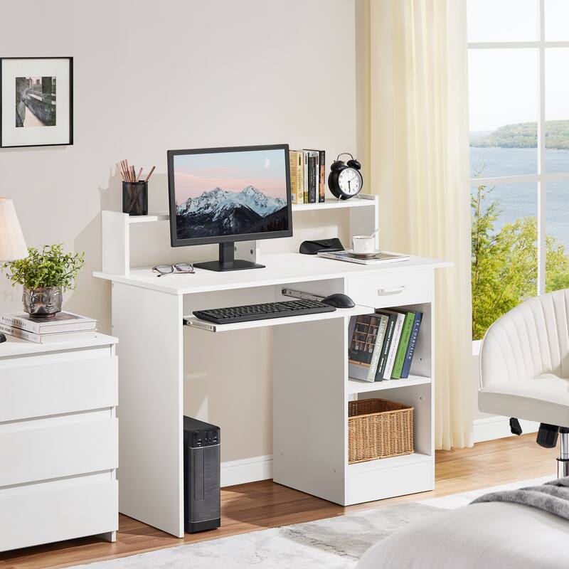 Yaheetech Computer Desk Desktop Table with Storages and Keyboard Tray