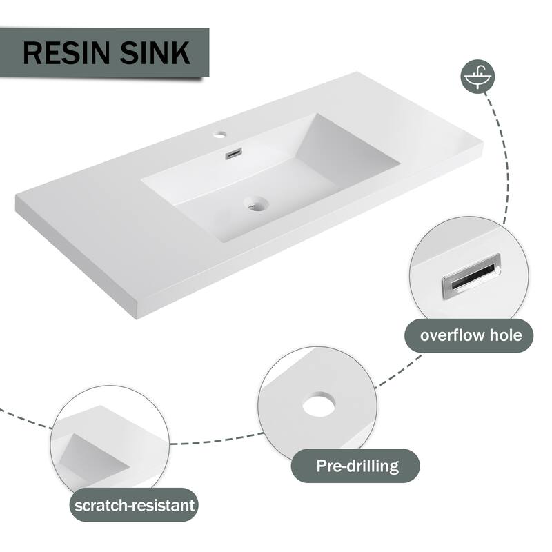 48" Freestanding Bathroom Vanity with Resin Sink
