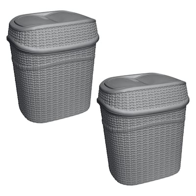 Bath Bliss 2 Pack 9.5 Liter Sailor Knot Swing Top Waste Bin