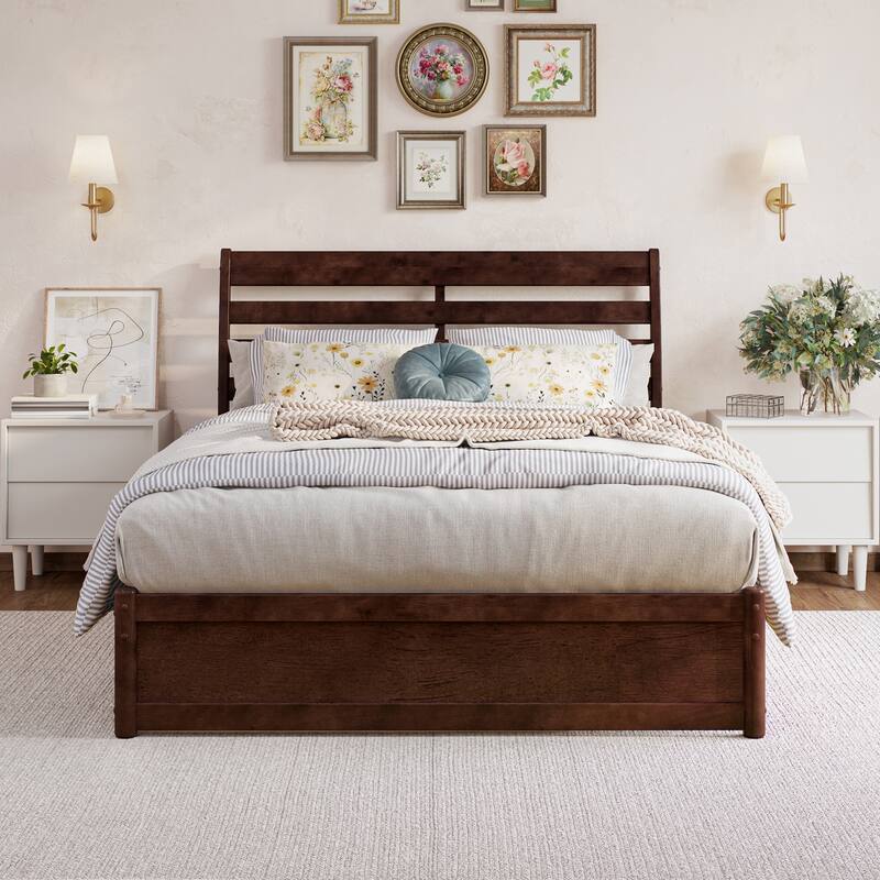 Emelie Platform Bed with Panel Footboard and Twin Trundle