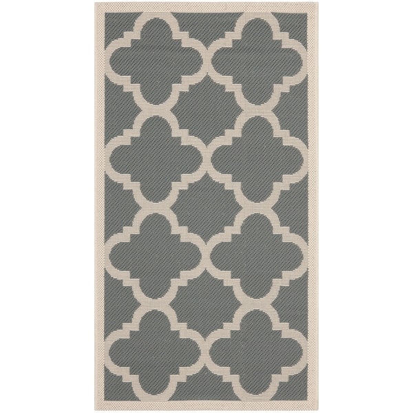 slide 42 of 98, SAFAVIEH Courtyard Maryanne Indoor/ Outdoor Waterproof Patio Backyard Rug 2' x 3'7" - Grey/Beige