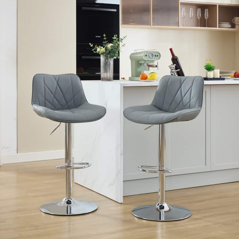 Adjustable Swivel Bar Stools Height Island Chairs with Back Set of 2