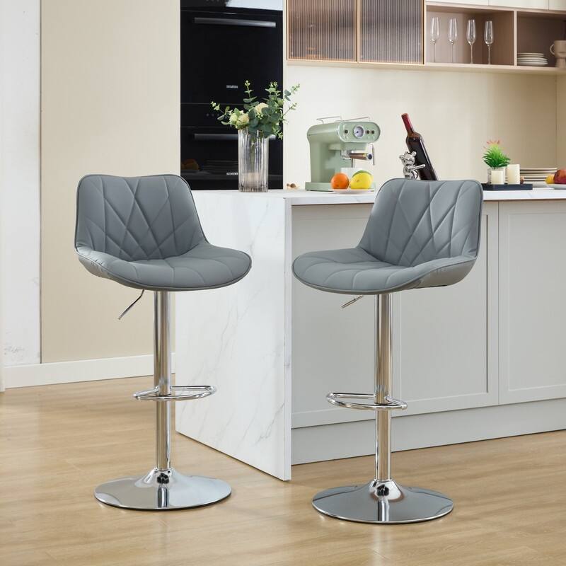 Adjustable Swivel Bar Stools Height Island Chairs with Back Set of 6