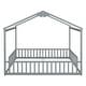 preview thumbnail 9 of 8, Grey Double Twin Pine House Floor Bed with Guardrails