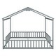 preview thumbnail 9 of 8, Grey Double Twin Size Pine Wood House Floor Bed with Fence, Guardrails, without door for Bedroom