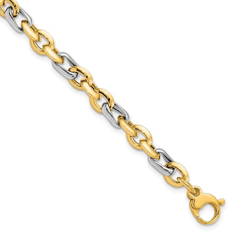 Curata 5.35mm 14k Two tone Gold Polished Fancy Link Bracelet 7.75 Inch