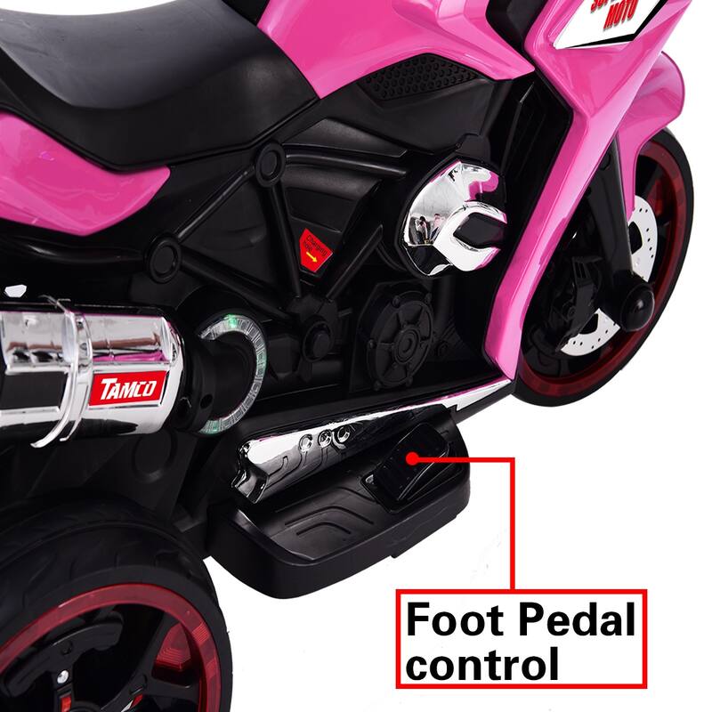 Kids Electric Motorcycle with LED Lighting Wheels, MP3 Music, and Wireless Phone Connection - Ages 3-5
