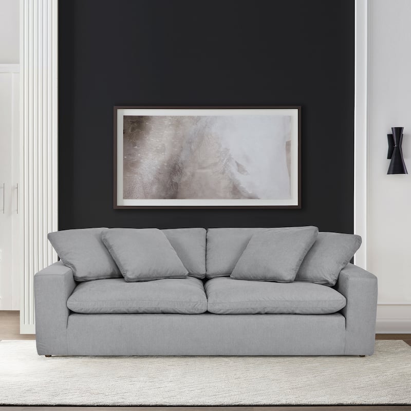 Liberty 96.5" Upholstered Cloud Sofa Couch with Slipcover - Slate Gray