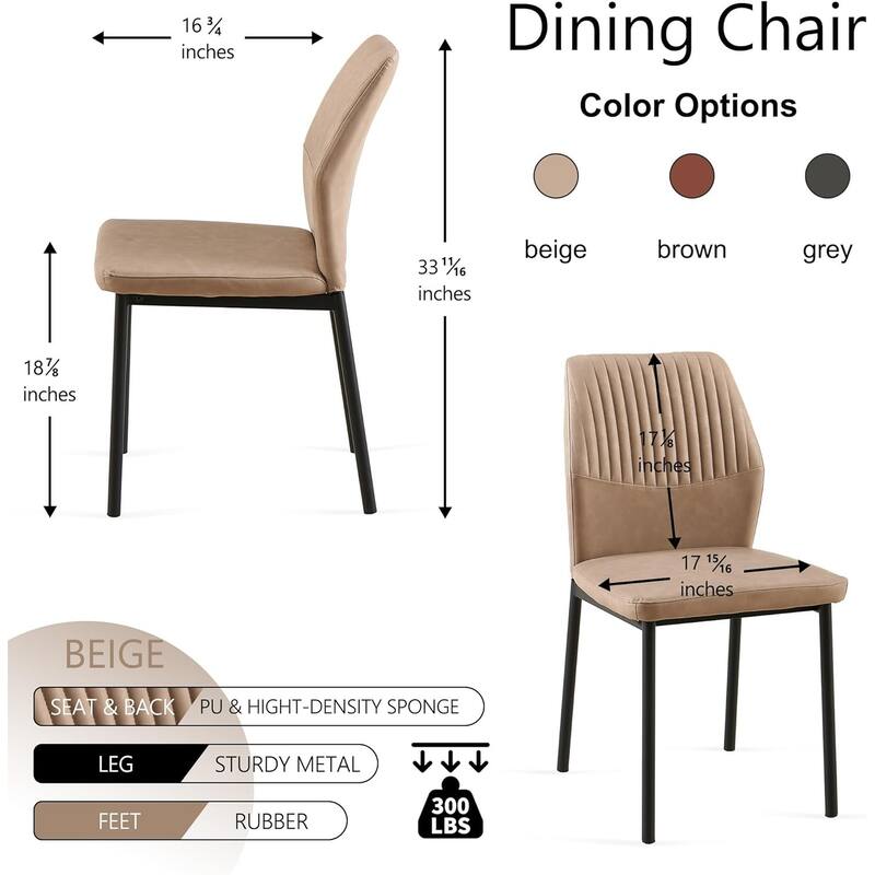 Howtai Upholstered Dining Chair Faux Leather,Metal Legs