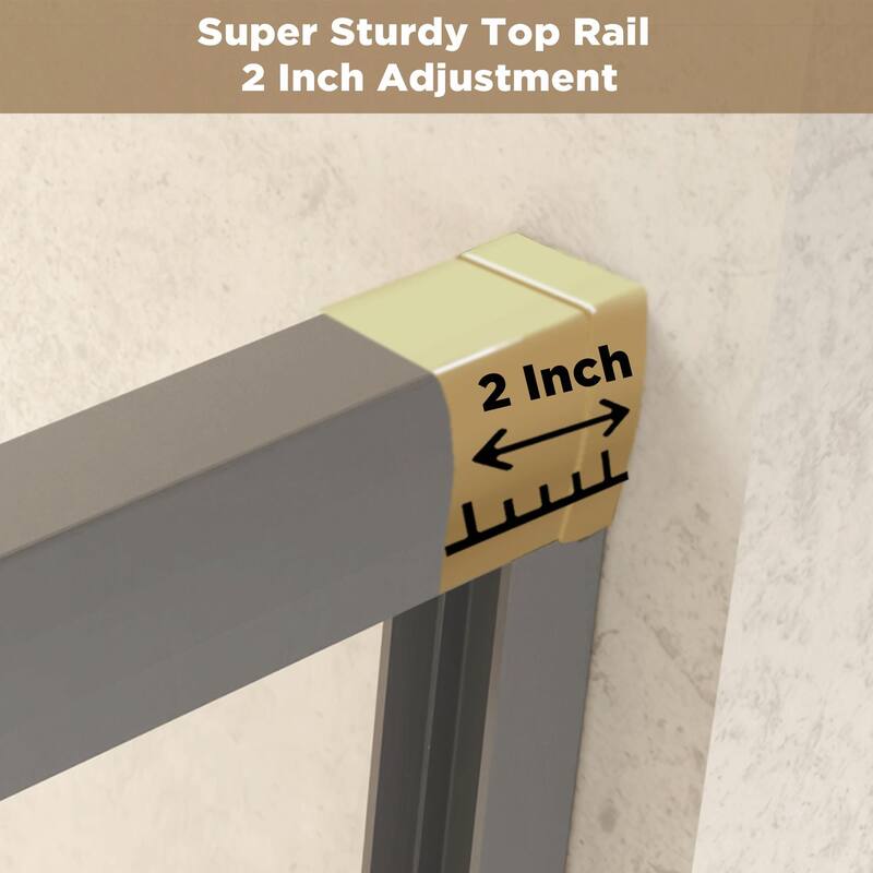 Aluminum Frame Double Sliding Shower Door, 1/4" Tempered Glass with Explosion-Proof Film & Stainless Steel Handle