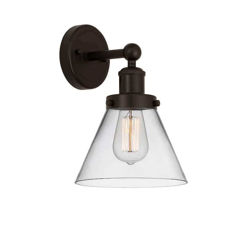 Innovations Lighting 616-1W-12-8 Cone Sconce Cone 12" Tall Wall Sconce - Oil Rubbed Bronze / Clear