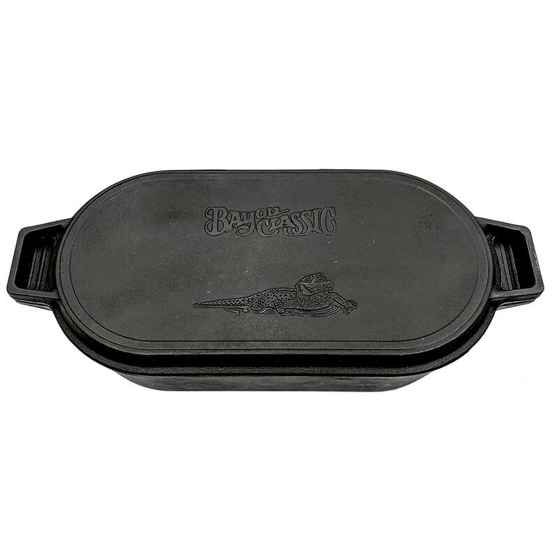 Bayou Classic 7477 6 Quart Large Cast Iron 17 In x 9.25 In Oval Fryer with Lid - 352