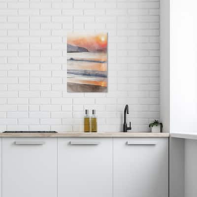 Wynwood Studio Canvas Nautical and Coastal Amber Sky Beach II Orange and Nautical & Coastal Wall Art Canvas Print