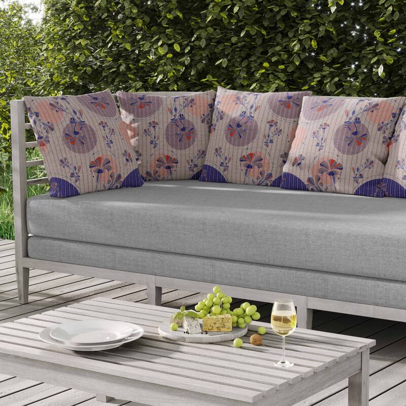 Circular Garden Indoor/Outdoor Reversible Throw Pillow Lavender and Blue