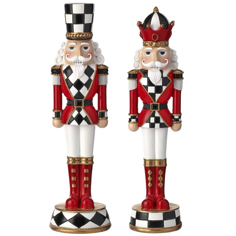 13" Resin Nutcracker On Base Set of 2