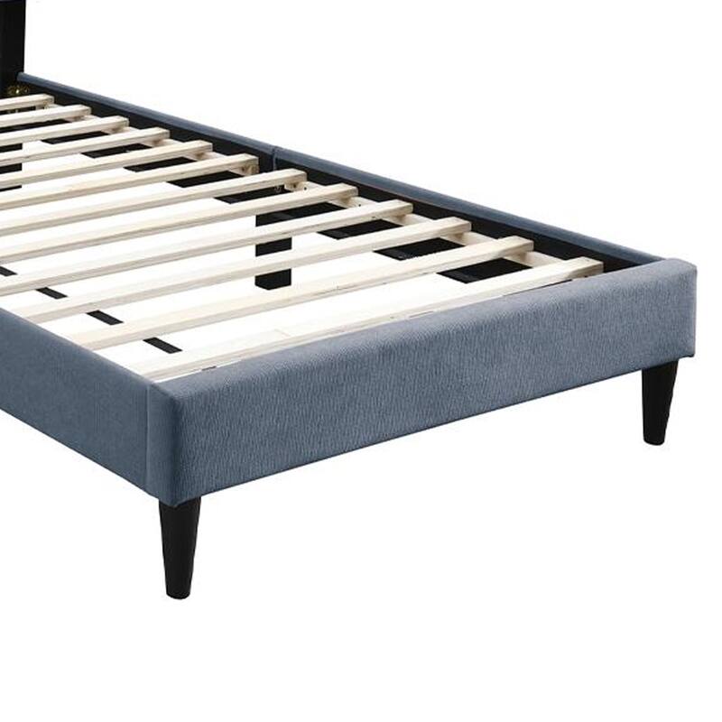 Lilian Twin Bed, Soft Channel Tufted Charcoal Gray Linen Upholstery