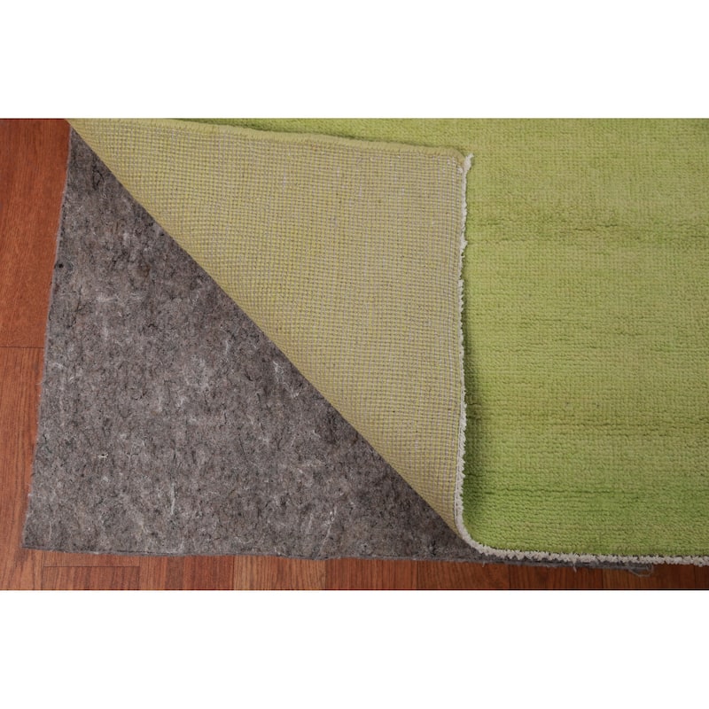 Hand Knotted Oriental 100% Wool Carpet Modern Solid Green Gabbeh Area Rug - 13' 11'' X 9' 10''