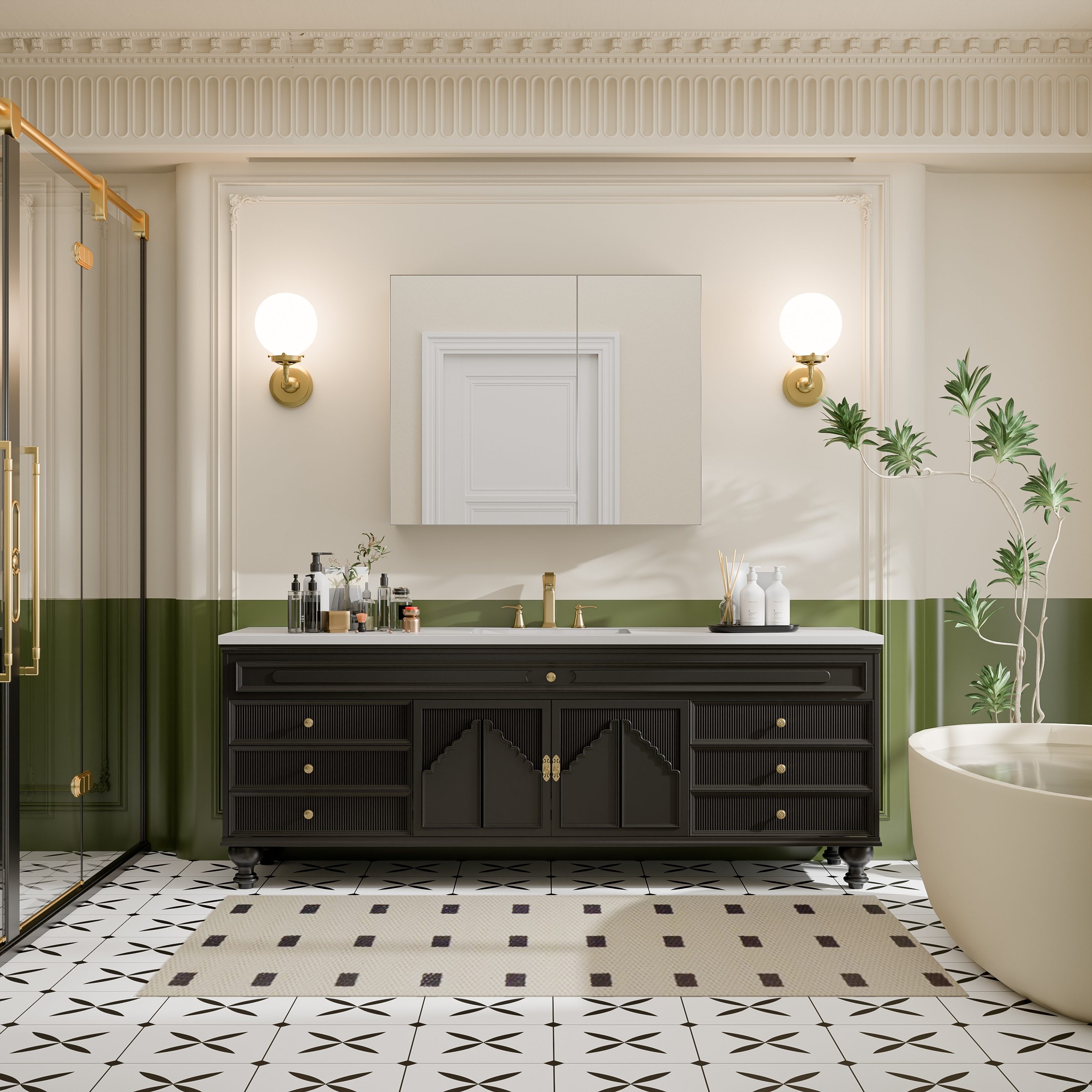 Modland 30"-36"W x 24"H Aluminum Double Door Bathroom Medicine Cabinet with Mirror,Soft-Close Hinges