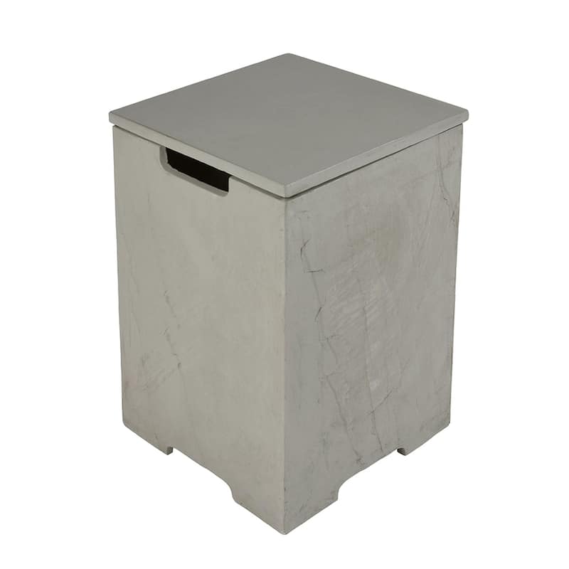 Elementi Plus Square Propane Tank Cover Hideaway Storage Box with with Removable Top - 15.9" x 15.9" x 24.9" - Grey