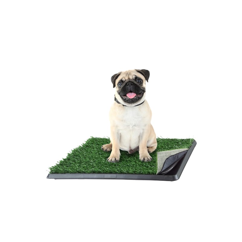 PETMAKER Reusable 4-Layer Artificial Grass Puppy Pee Pad with Tray